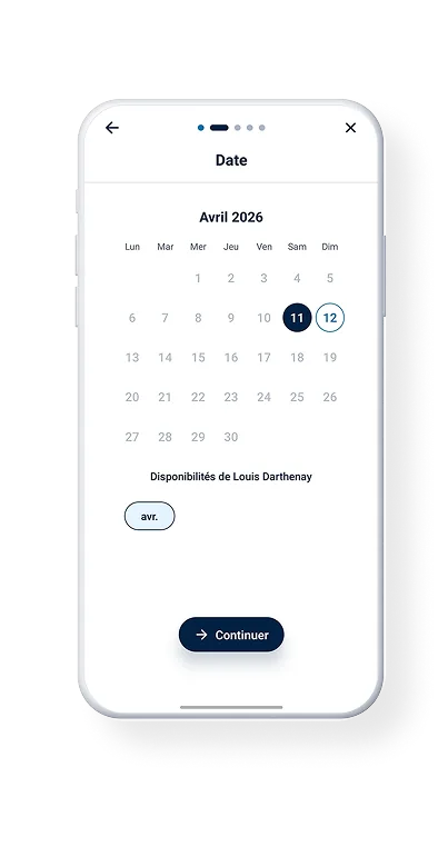 Aperçu de l'écran de sélection d'une date
